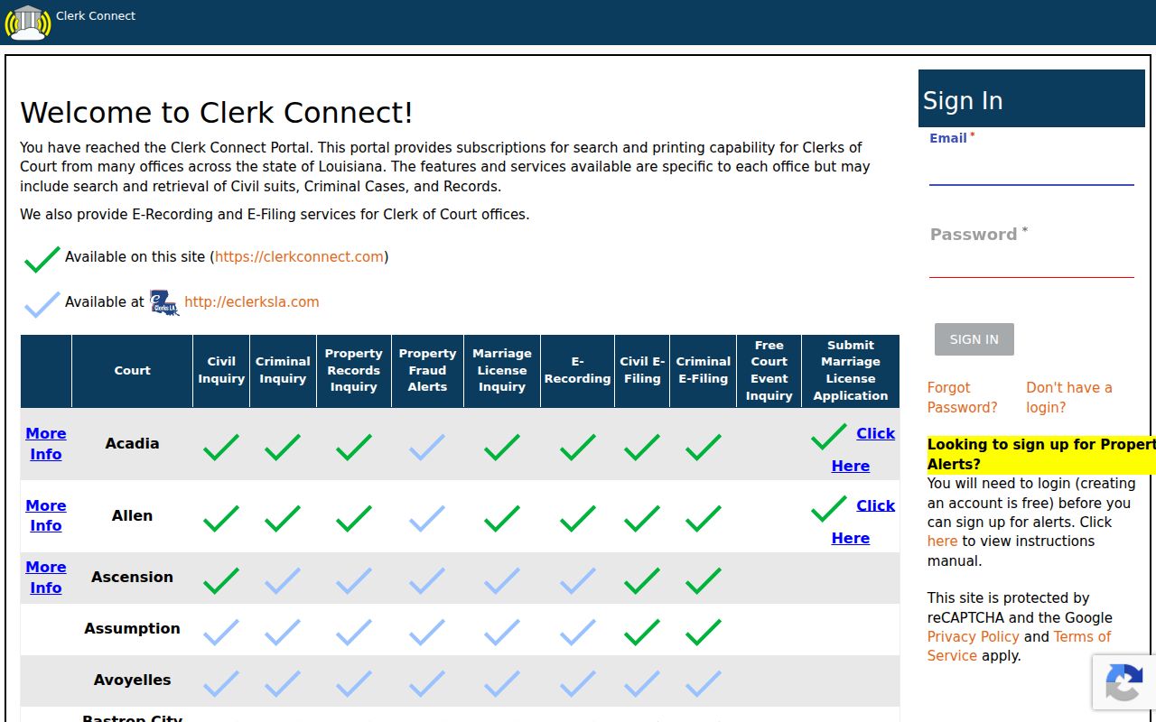 Louisiana criminal court cases Clerk Connect login
