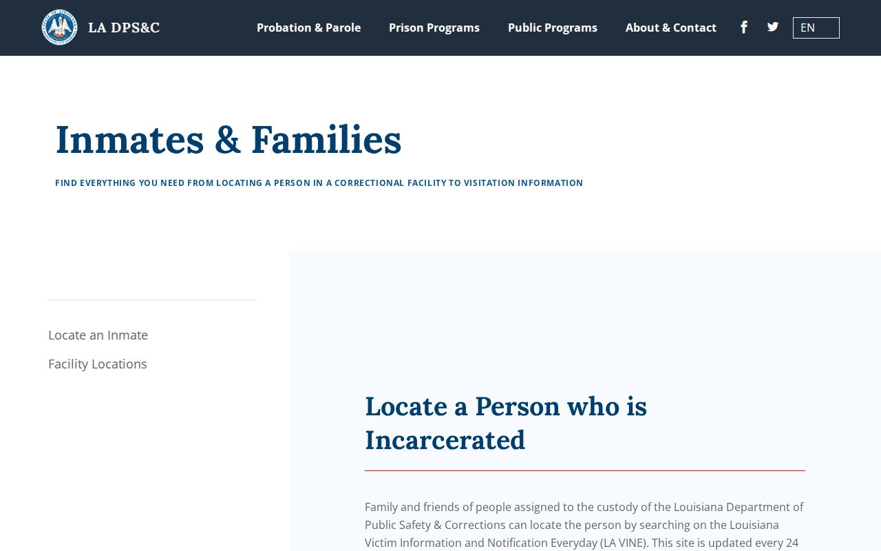 Louisiana criminal history imprisoned person locator guidance